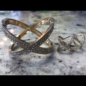Gold and Crystal Bracelet/ Ring set